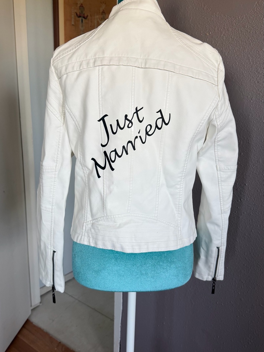 Just Married White Women's Jacket - Stylish Celebration Outerwear